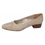 pantofi dama bej din piele naturala perforati cu toc mic gros clp05bej